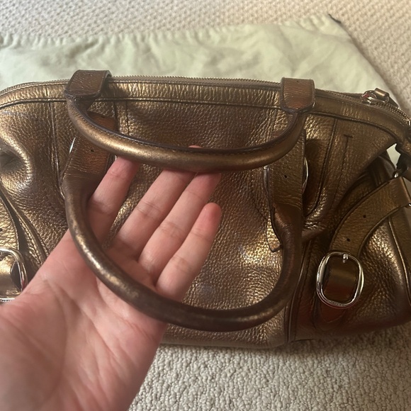 Authentic Burberry Gold Leather Satchel - Picture 9 of 10